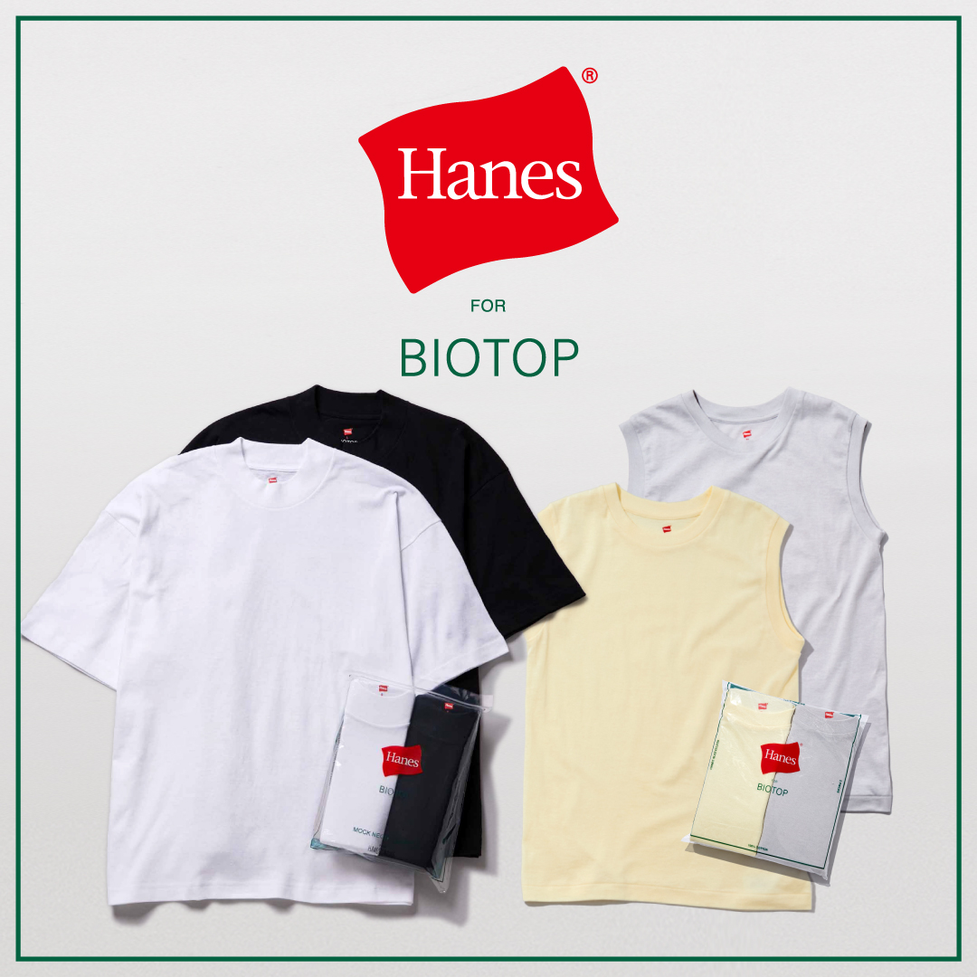 BIOTOP別注ヘインズ　モックネックTシャツM